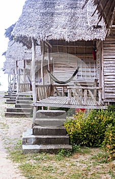 Wooden bungalow waiting for tourists by sea