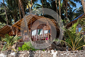 Wooden bungalows on Colva Beach