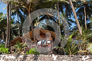 Wooden bungalows on Colva Beach