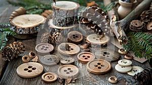 Wooden Buttons and Decorative Items for Natural Crafts