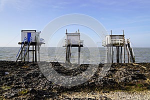 Wooden cabin hut on stilts france for fisherman in Saint-Palais-sur-Mer France