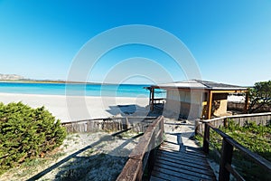 Wooden cabin in La Pelosa beach