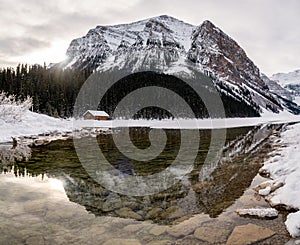 Wooden cabin at Lake Louise, Canada