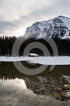 Wooden cabin at Lake Louise, Canada