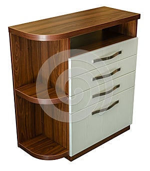 Wooden cabinet furniture on a white background