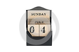 wooden calendar with date of independence day