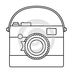 Wooden camera vector icon.Outline vector icon isolated on white background wooden camera.