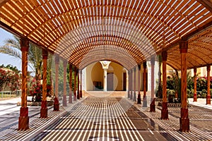 Wooden canopy from the sun