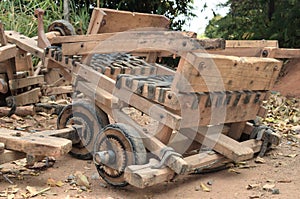Wooden car propel by gravitation