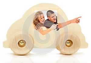 Wooden Car Toy with Couple