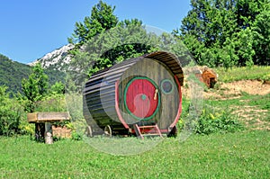 Wooden Caravan Wagon Near Croatian Mount Velebit photo