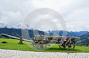 Wooden carriage decorated with flowers