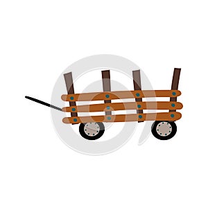Wooden cart . Trailer for draft animals vector