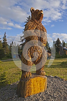Wooden carved Alaskan brown bear