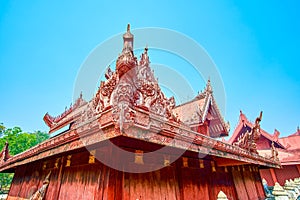 The wooden carved decoration, Mandalay Palace, Myanmar