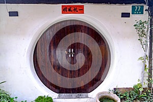 Wooden carved door in Xinchang Ancient Town Shanghai