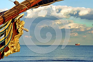 Wooden Carved Figurehead found at the Prow of Old Ship