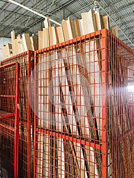Wooden case shipment on hand lift pallet in cargo warehouse and ready loading to container truck for transportation to destination