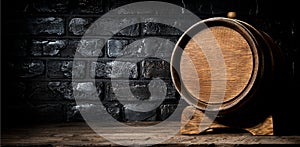 Wooden cask and bricks