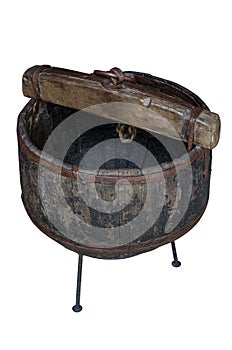 Wooden cask solated on white background
