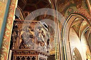 Wooden cathedra of basilica photo