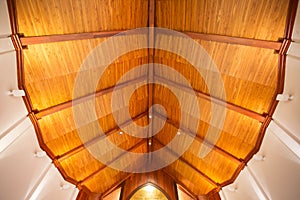 Wooden ceiling detail in a building, interior wooden ceilings