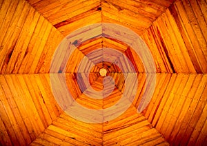 Wooden ceiling octagon home design with sepia filter