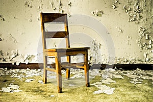 Wooden Chair in Abandoned Building