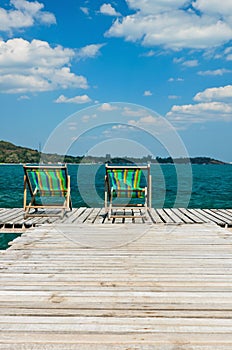 Wooden chair at the beach