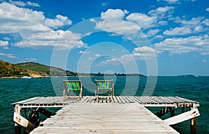 Wooden chair at the beach