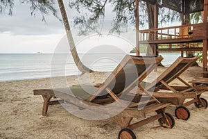 Wooden chair at beach