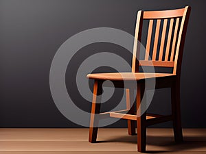 wooden chair on a dark room, Ai Generated