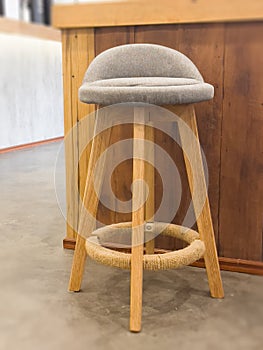 Wooden chair decorated in coffee shop