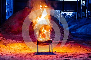 Wooden chair is on fire. Incineration of furniture. Conceptual p