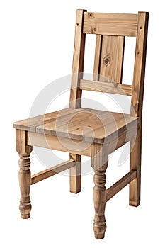 Wooden chair isolated on clear white background