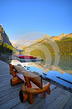 Wooden Chair at Lake Louise