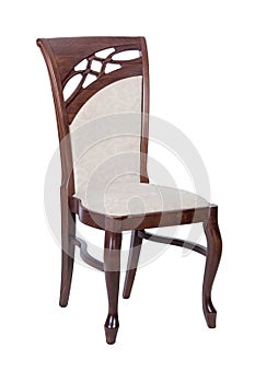 Wooden chair with soft seat isolated