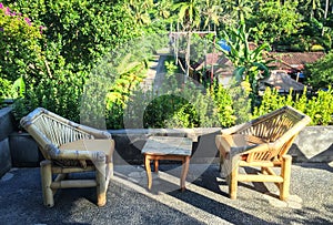 Wooden chairs and table