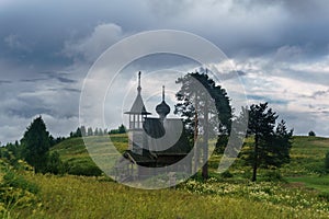 Wooden chapel in the field