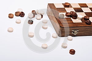 Wooden checker and chessboard