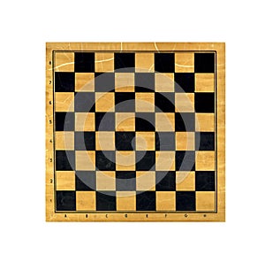 Wooden chess board isolated on white background
