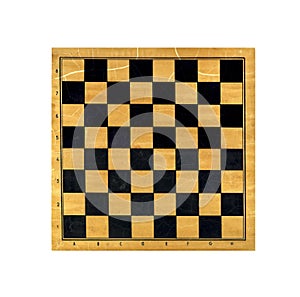 Wooden chess board isolated on white background