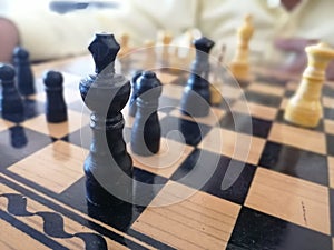 Wooden chess Board with white BLACK AND WOODEN COLOR
