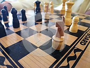 Wooden chess Board with white BLACK AND WOODEN COLOR