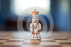 a wooden chess board with white king in checkmate