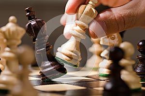 Wooden chess pieces