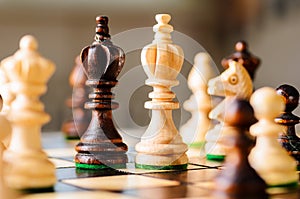 Wooden chess pieces