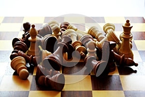 Wooden Chess Pieces and Board