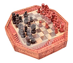Wooden chess pieces on a chess board is unique