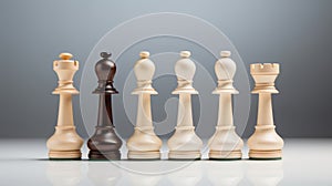 Wooden chess pieces on a gray background. 3d rendering. Generative AI